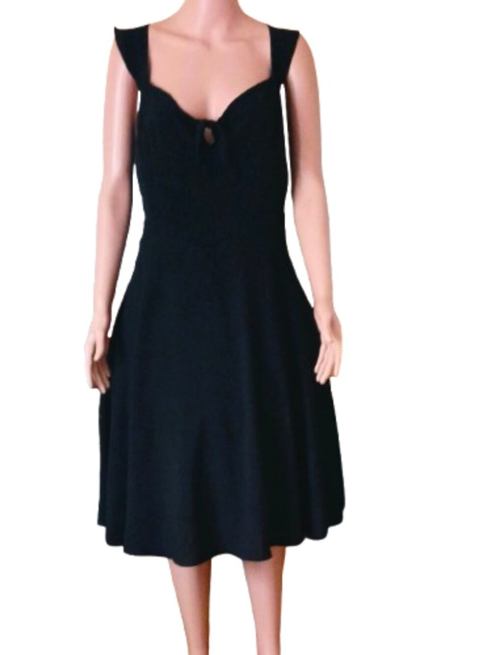 City Chic Black Chiffon Flutter Dress M/18 Sleeveless Ruched Back Lined Evening